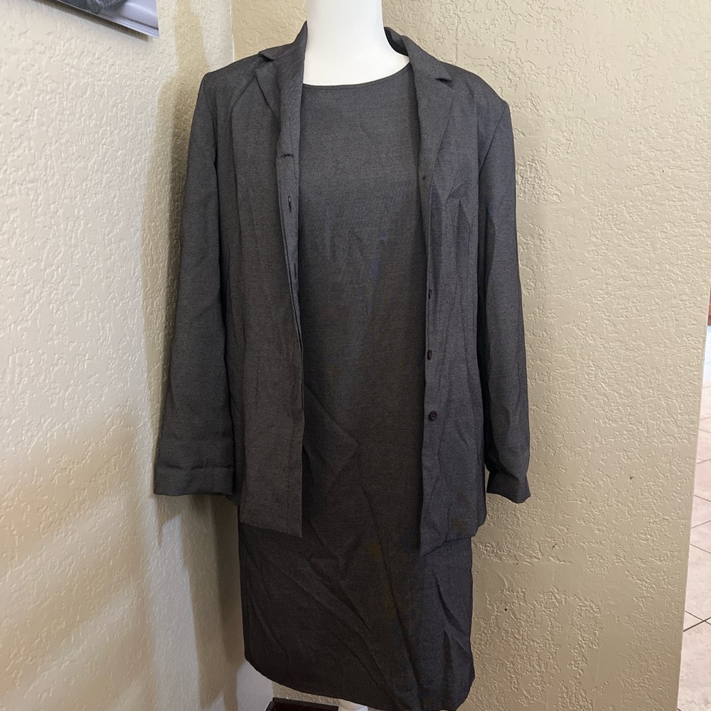 Norton McNaughton Gray Midi Dress with Jacket